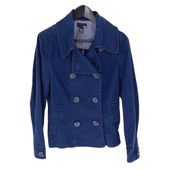 H&M Womens Double Breasted Long Sleeve Pea Coat Jacket Navy Size‎ 10 - Picture 1 of 9